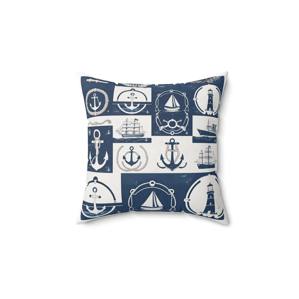 Nautical Decor Pillow, Anchor Throw Pillow, Coastal Home Accent, Beach House Cushion, Sailboat Decorative Pillow