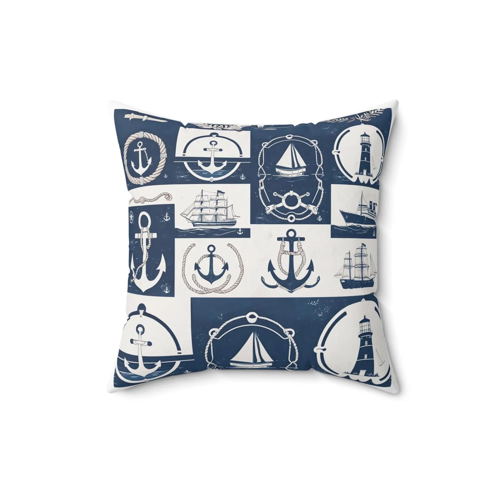 Nautical Decor Pillow, Anchor Throw Pillow, Coastal Home Accent, Beach House Cushion, Sailboat Decorative Pillow
