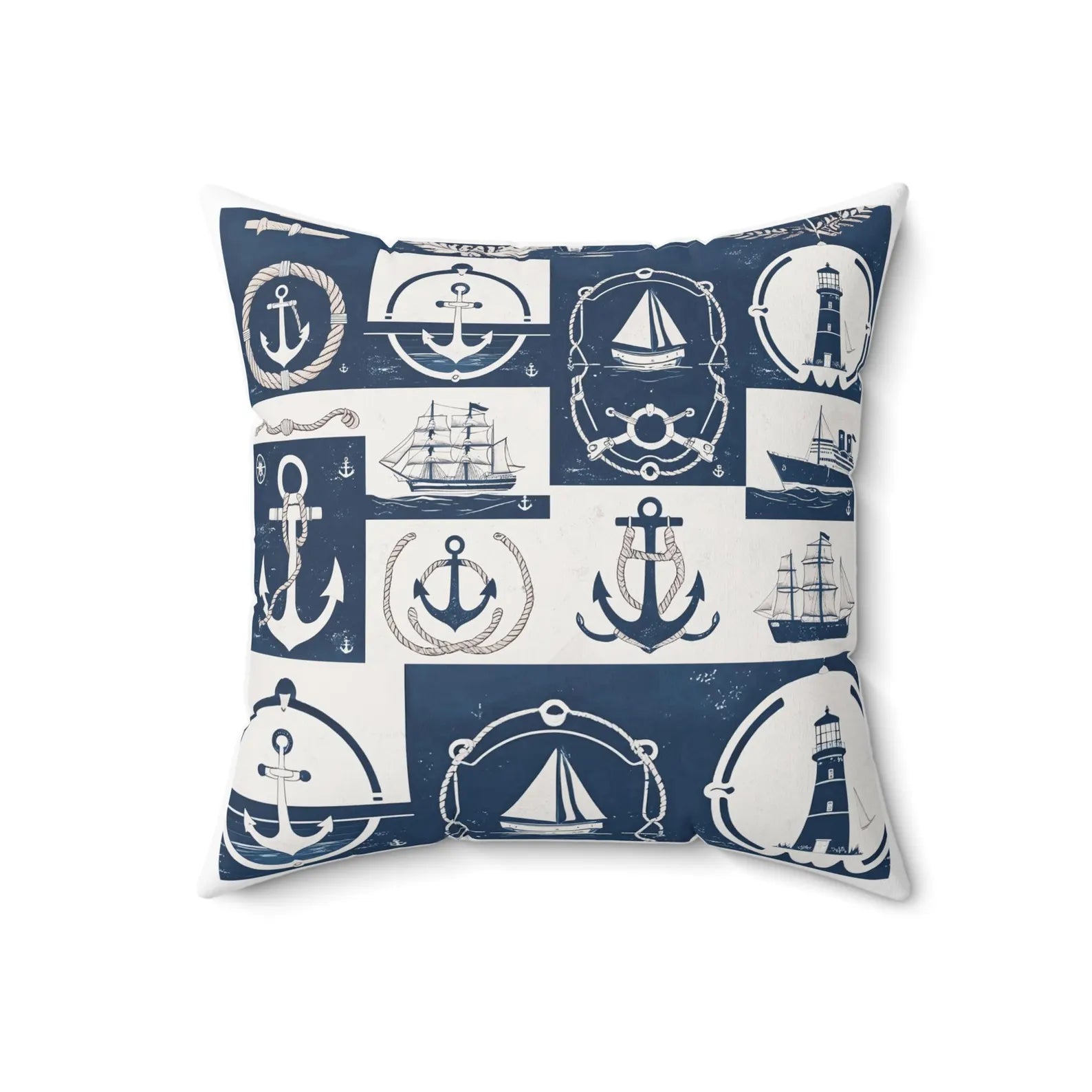 Nautical Decor Pillow, Anchor Throw Pillow, Coastal Home Accent, Beach House Cushion, Sailboat Decorative Pillow