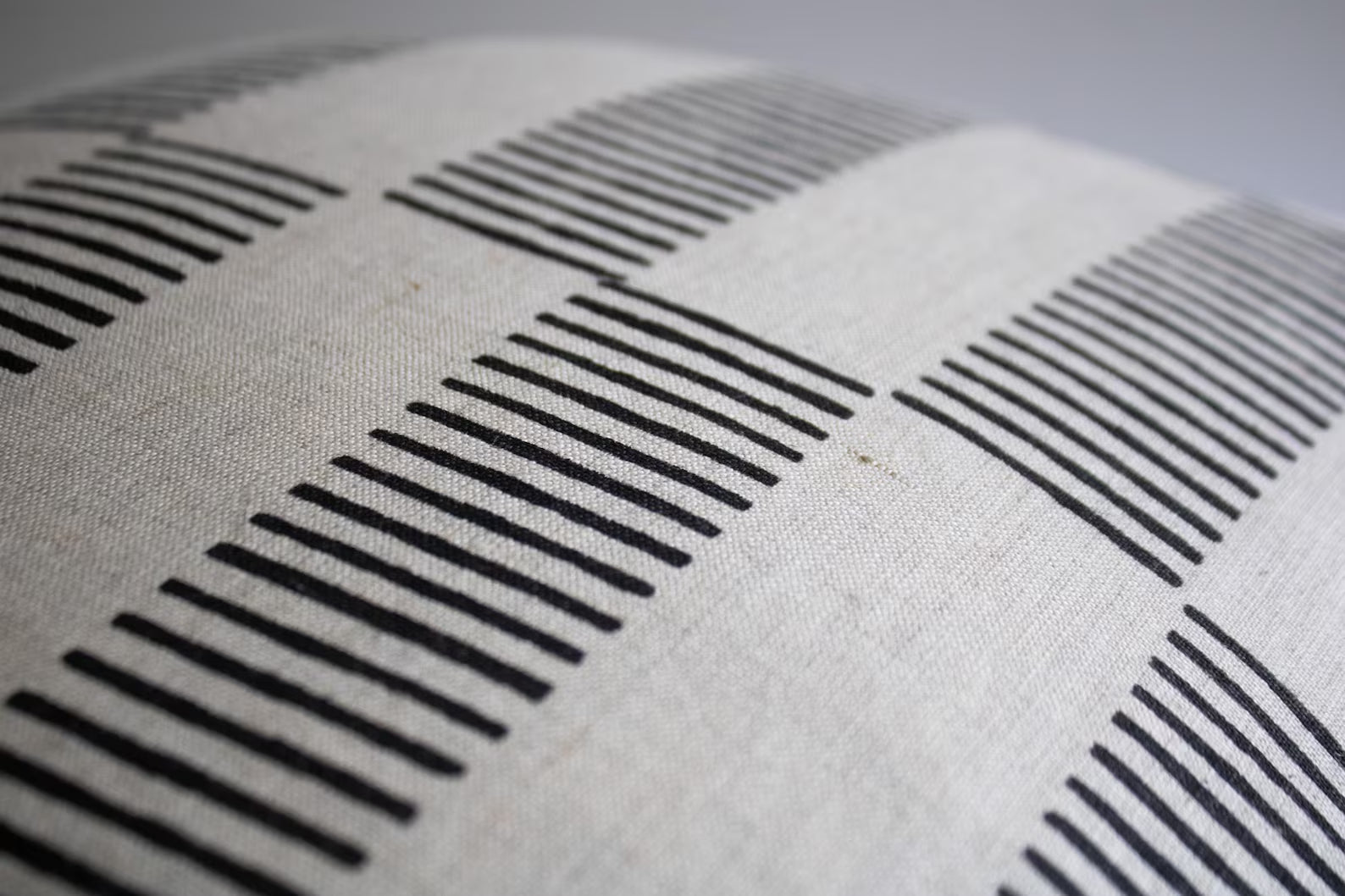 Black Striped Linen Pillow Cover: Hand Block Print, Modern Throw Cushion